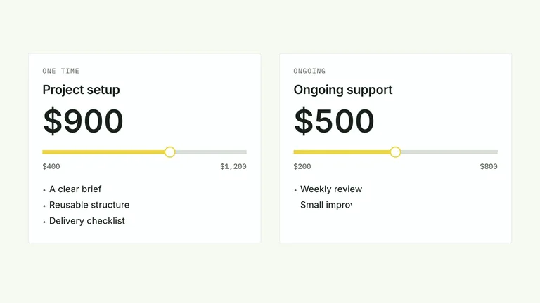 CreatorMotion · Quote Sliders result preview