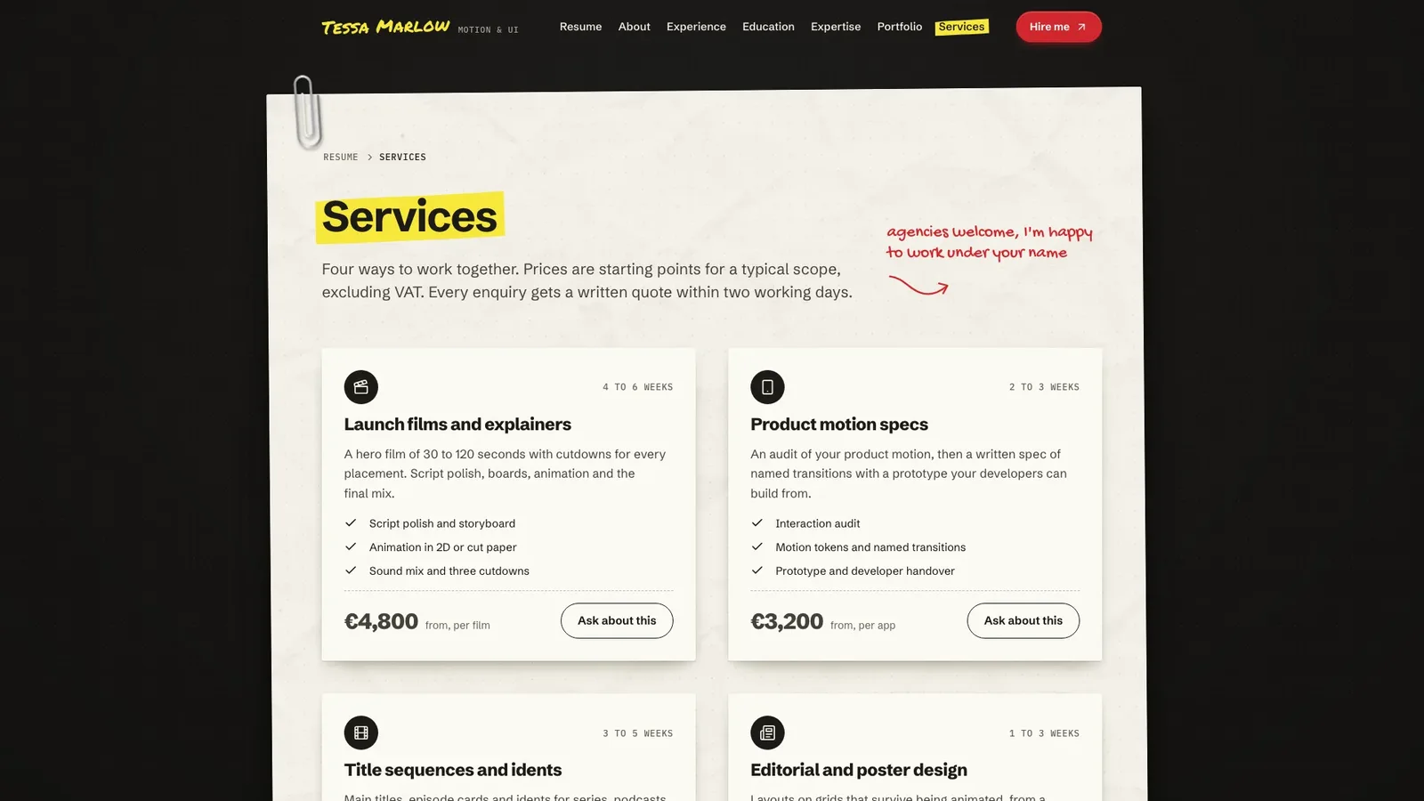Paper-Texture Resume Site result preview 3