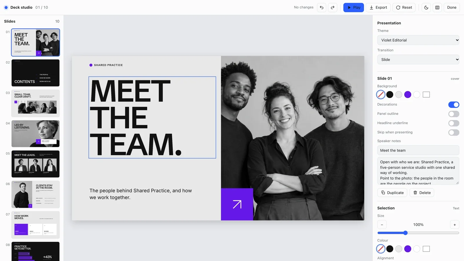 Violet Editorial Team Deck result preview 2